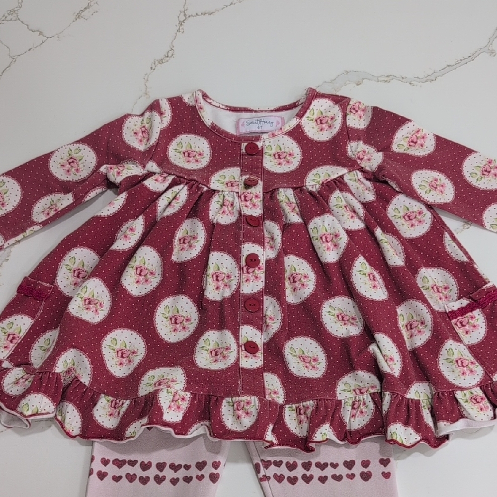 SweetHoney Red Floral Toddler Set 4T - Picture 5 of 9